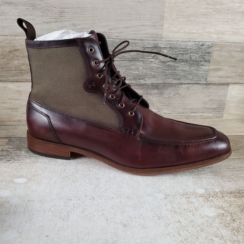 Stacy Adams Brumley Mens Boots Sz 11.5 M Comfort Brown Multi Moc Toe Lace Up